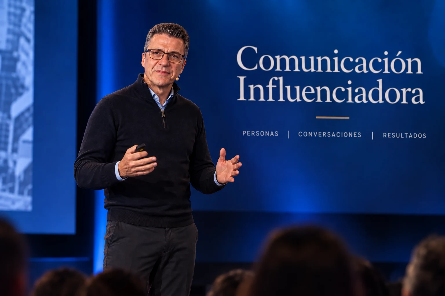 Alonso García Puentes presentando Comunicación Influenciadora